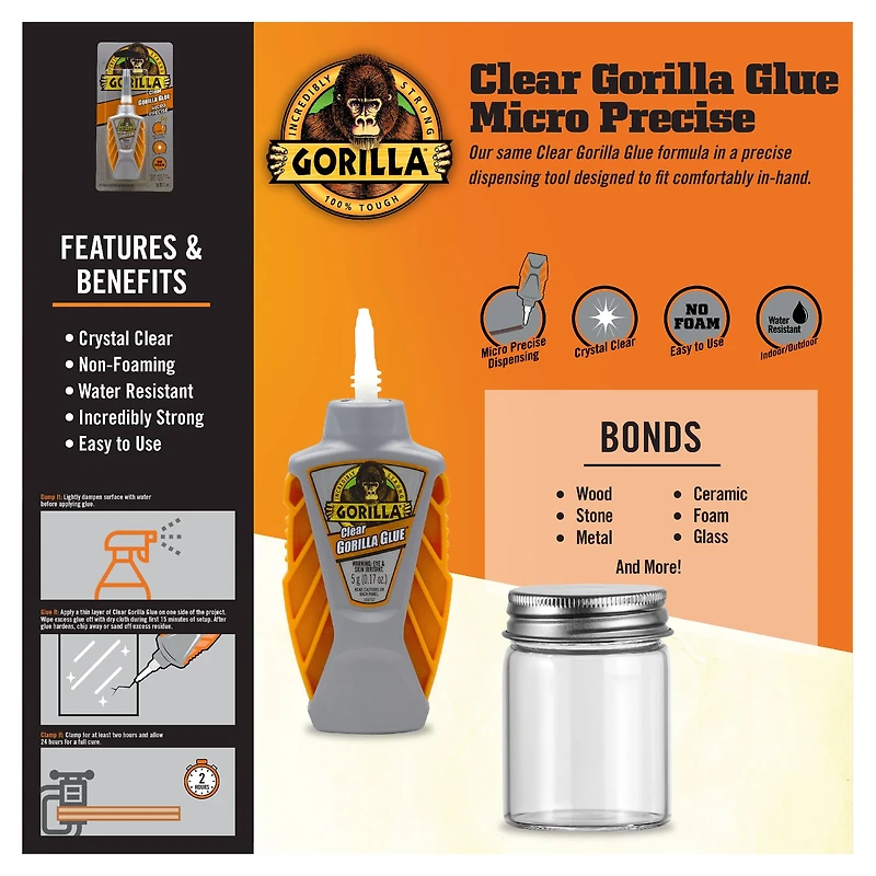 Gorilla® Micro Precise™ Clear Glue