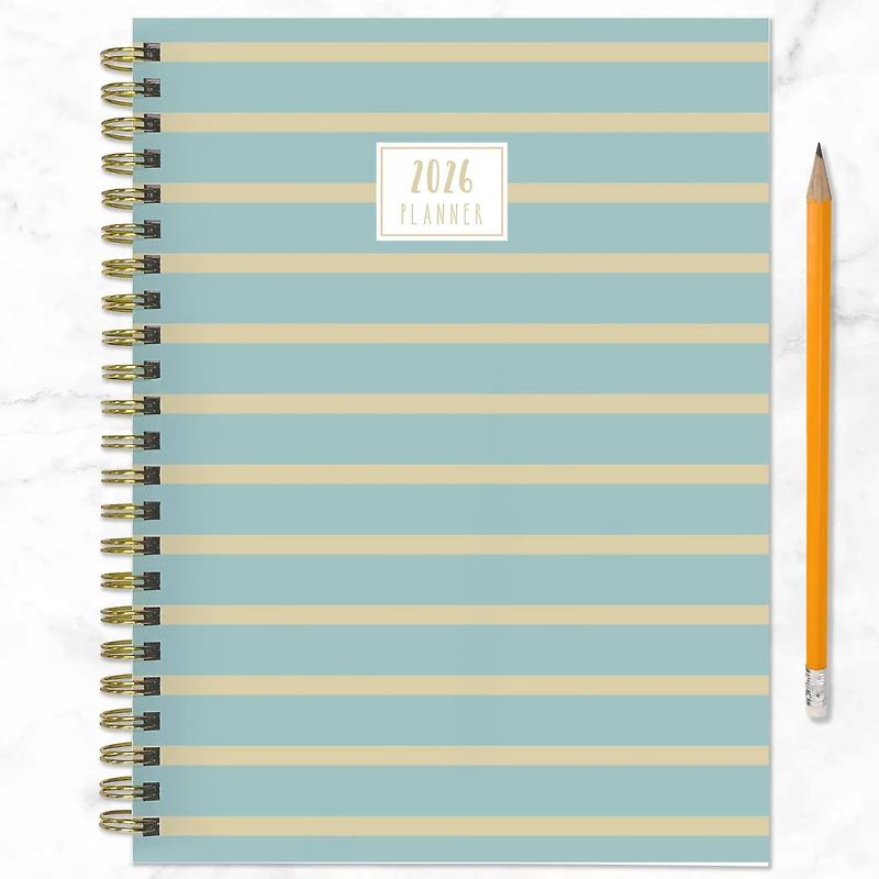 2026 Blue and Gold Lines Medium Weekly Monthly Planner