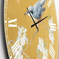 Designart 'Gold Bird On Blossoms Ii Traditional Wall Clock