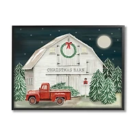 Stupell Industries Nighttime Christmas Barn Farm Framed Giclee Art