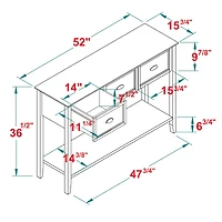 Walker Edison 52" Reclaimed Barnwood & Gray 3-Drawer Buffet Table