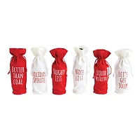 Hello Honey® 13.5" Holiday Fabric Drawstring Wine Bag Set