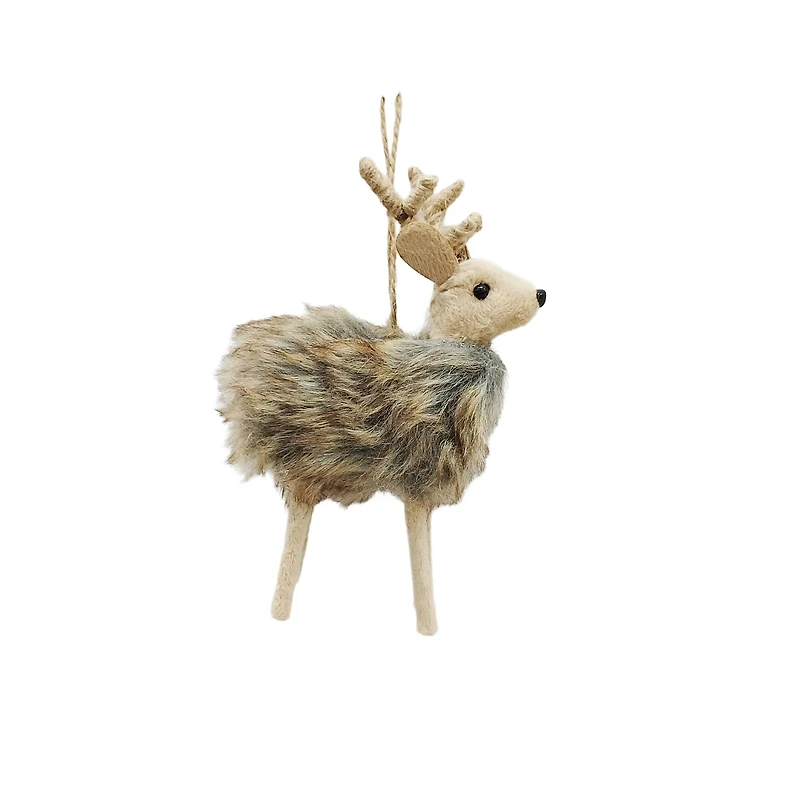 6" Brown Faux Fur Reindeer Ornament by Ashland®