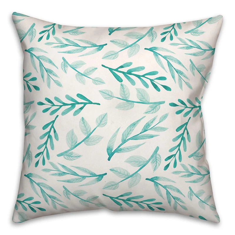 Blue Leafy Branches Throw Pillow