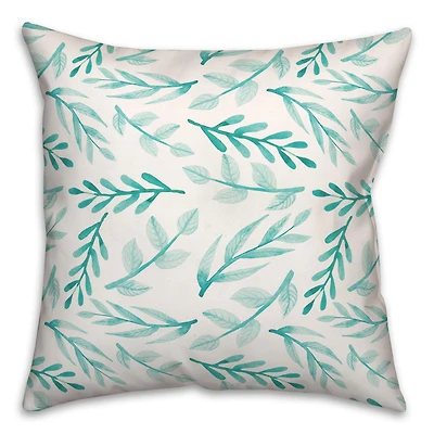Blue Leafy Branches Throw Pillow
