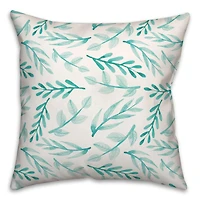 Blue Leafy Branches Throw Pillow