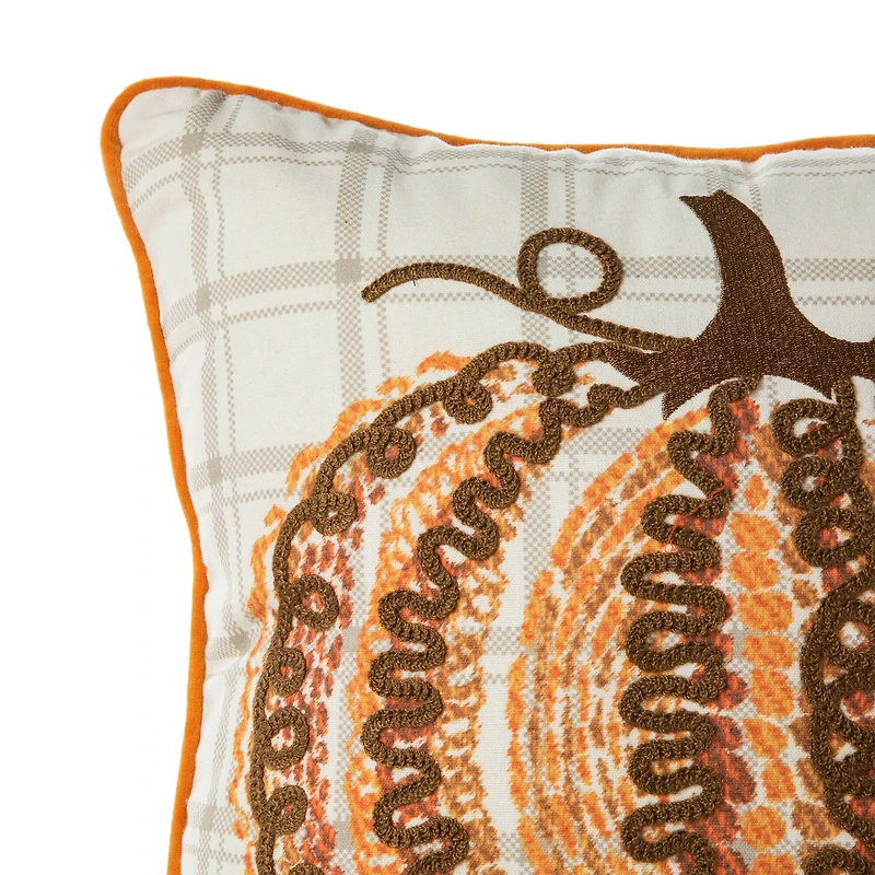 Glitzhome® 18" Fall Embroidered Pumpkin Pillow Cover