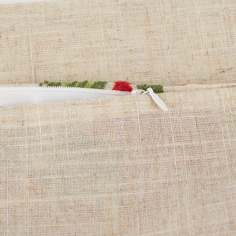 DII® Poinsettia Holly Embroidered Pillow Cover Set