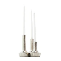 Silver Aluminum Candle Holder with Rounded Base Set