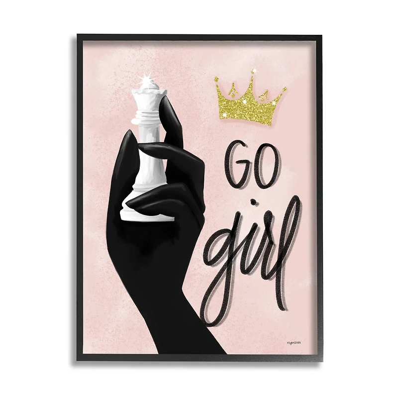 Stupell Industries Go Girl Chess Piece Framed Wall Art