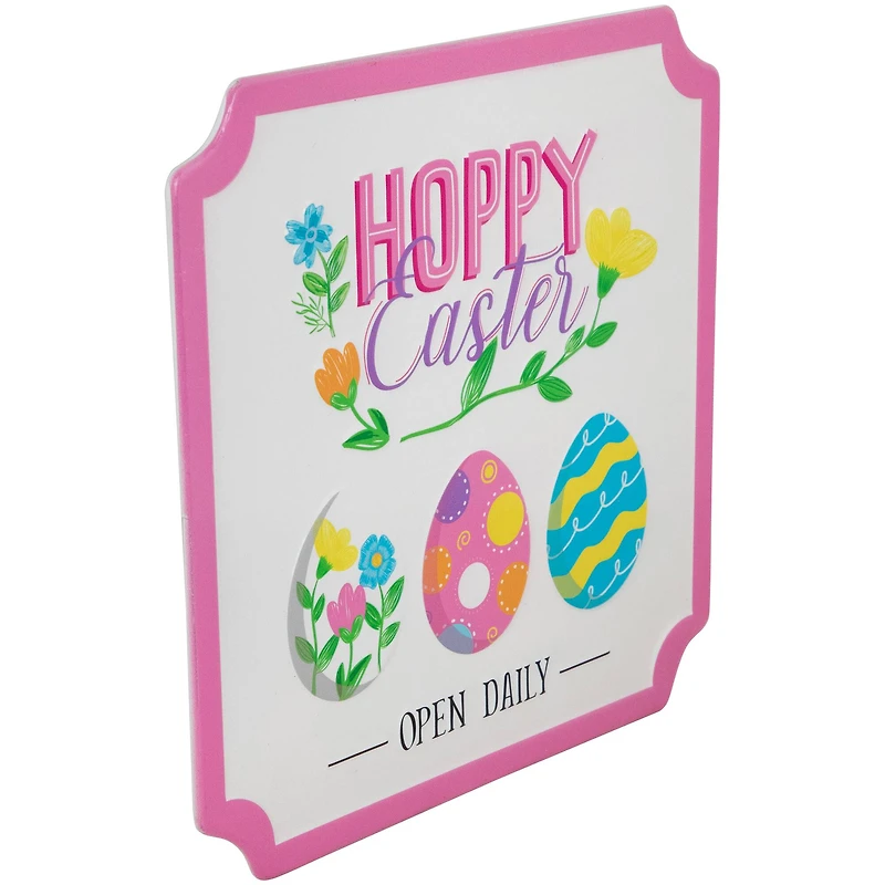 9.75" Hoppy Easter Open Daily Metal Wall Sign