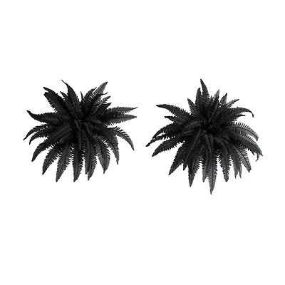 40in. Artificial Halloween Black Boston Fern - Set of 2