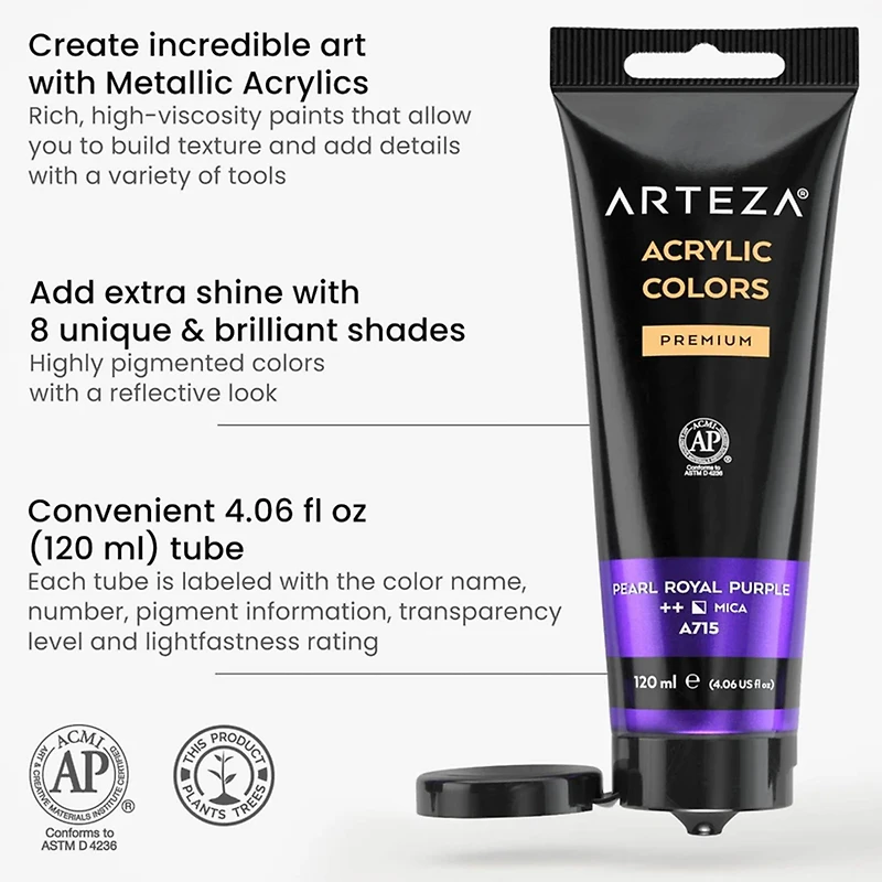 Arteza® Vibrant Essentials Metallic Acrylic Paint Set