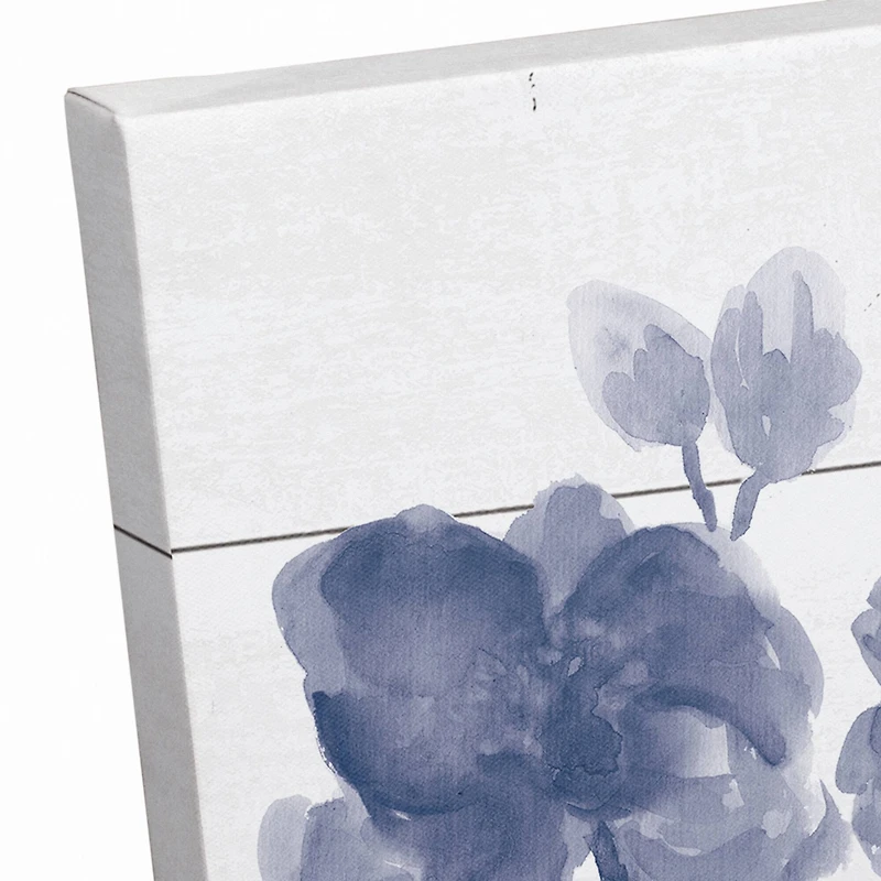 Blue Floral Shiplap 16" x 20" Canvas Wall Art