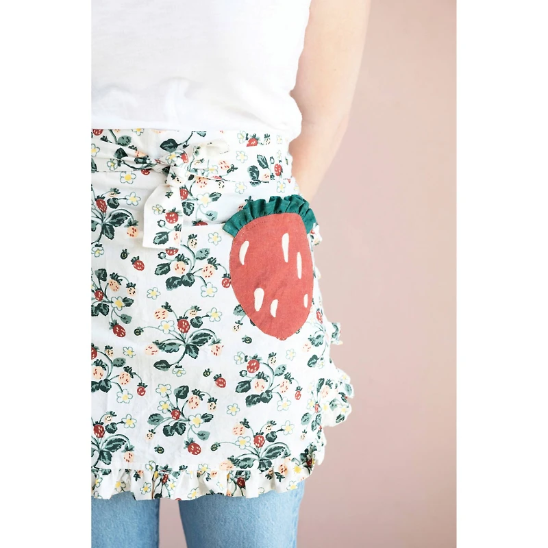 Hello Honey® Cotton Half Apron with Strawberry-Shaped Pocket