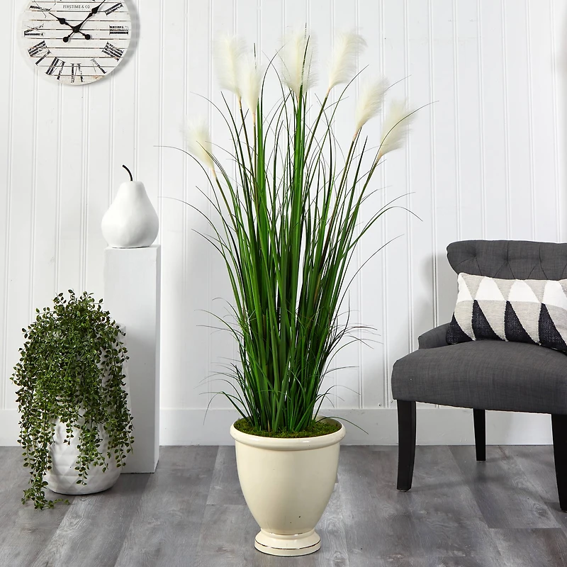 5ft. Wheat Plume Grass Plant in Urn Planter