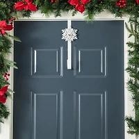 Glitzhome® 14" Christmas Metal Snowflake & Poinsettia Wreath Hanger Set