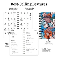 TF Publishing 2024-2025 Small True Blue Flowers Spiral Weekly Monthly Planner