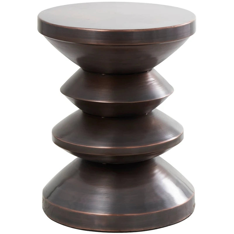 18" Copper Metal Art Deco Inspired Accent Table
