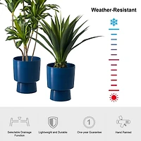 Glitzhome® 16.75" Cobalt Blue Faux Ceramic Urn Plastic Planters, 2ct.