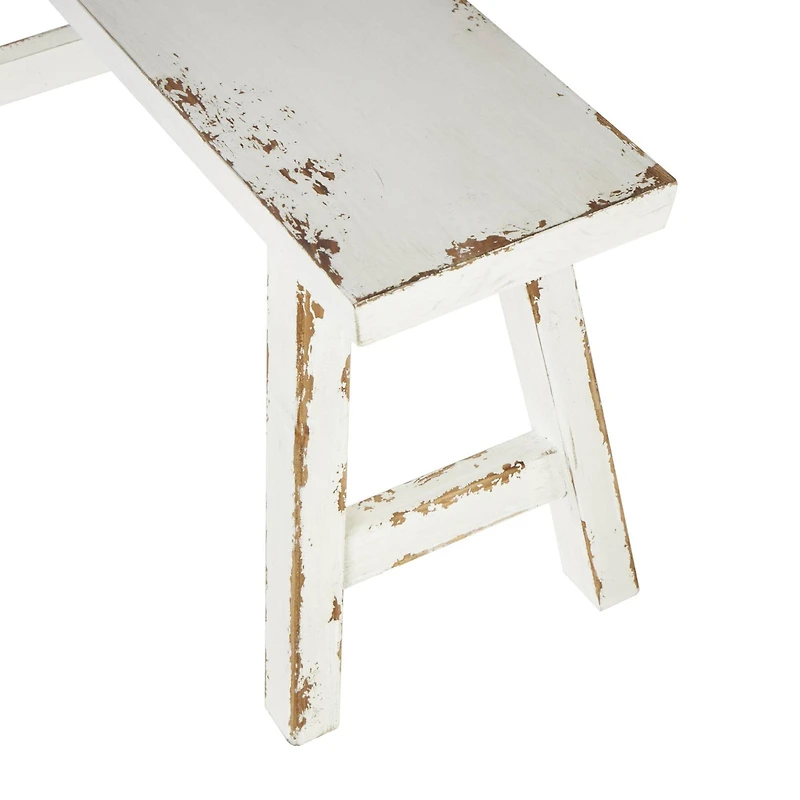 Wood Slim Distressed Bench Set