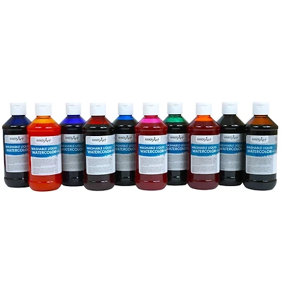 Handy Art® 8oz. Basic Color Washable Liquid Watercolors, 10ct.
