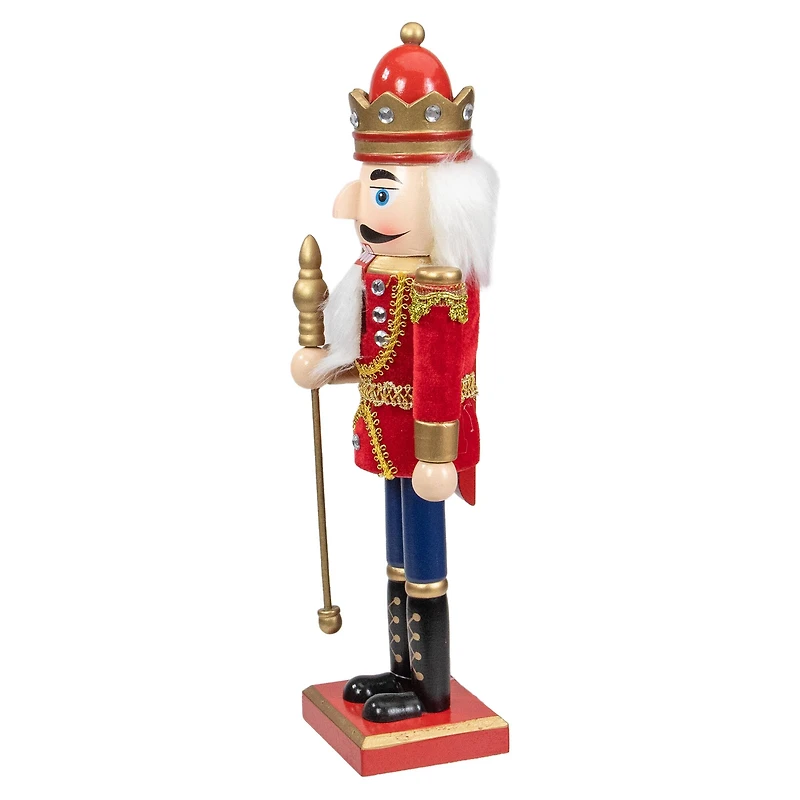 14" Wooden Nutcracker King with Scepter
