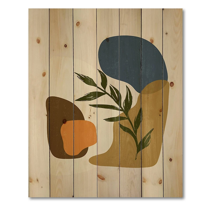 Designart - Botanical Minimalist Shapes With Green Leaf