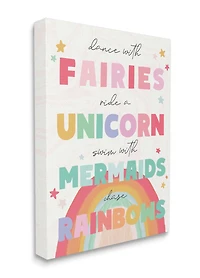 Stupell Industries Fairies Unicorns Mermaids and Rainbows Whimsical Design Canvas Wall Art