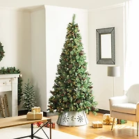 Glitzhome® Silver 26" LED Snowflake Cutout Metal Tree Collar