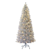 6.5ft. Pre-Lit Silver Tinsel Artificial Christmas Tree, Clear Incandescent Lights