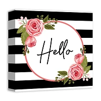 Hello Floral & Stripes Canvas Art