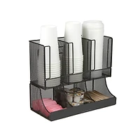 Mind Reader Black Metal Mesh 6 Compartment Upright Breakroom Coffee Condiment and Cup Storage Organizer