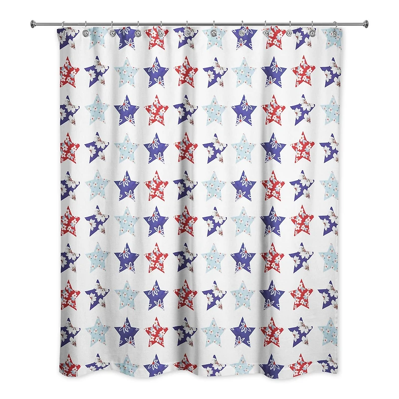 Floral Stars Pattern Shower Curtain