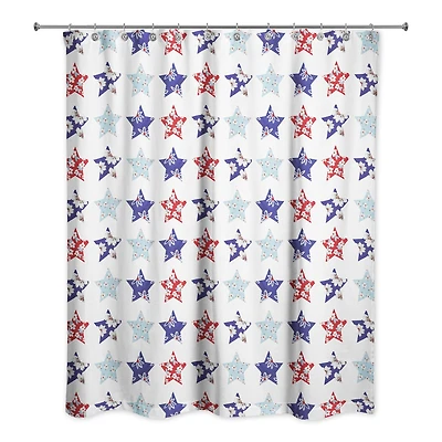 Floral Stars Pattern Shower Curtain