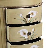 4-Drawer Antique Accessory Table with Calla Lily Floral Art