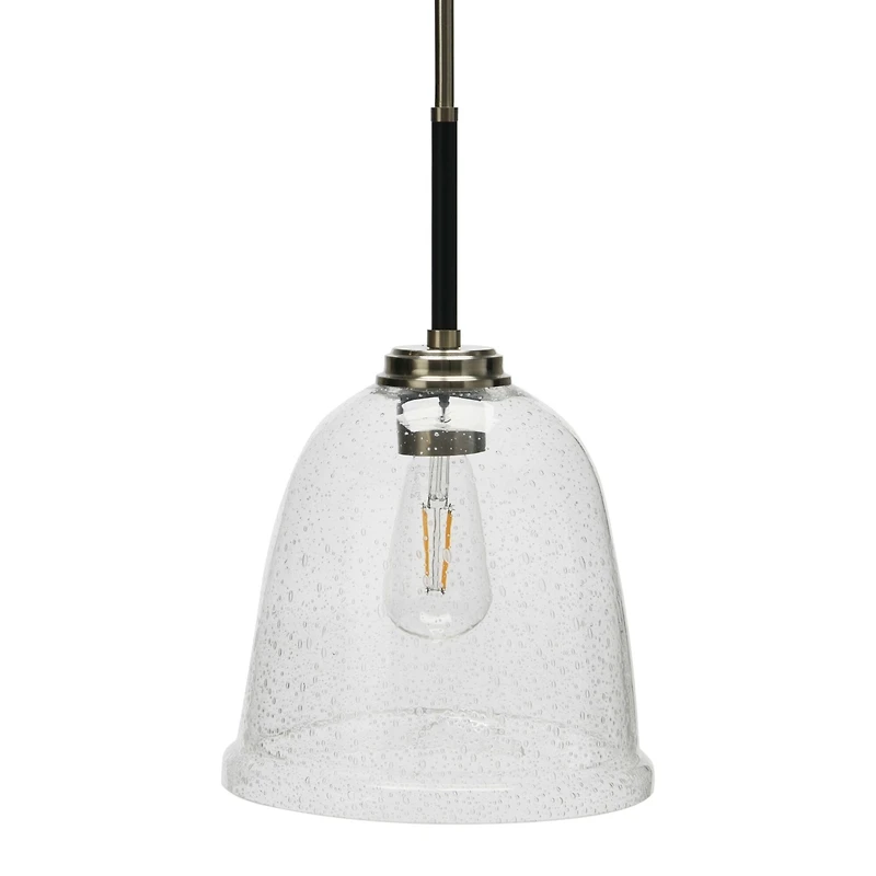 Hello Honey® Robert Stevenson Lighting Landry 11" Black & Nickel Seedy Glass & Metal Ceiling Light