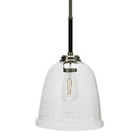 Hello Honey® Robert Stevenson Lighting Landry 11" Black & Nickel Seedy Glass & Metal Ceiling Light