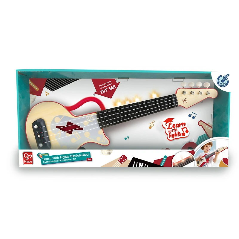 Hape Learn With Lights Red Electronic Ukulele