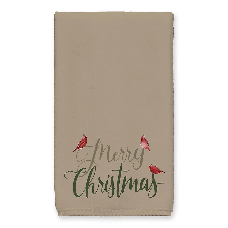 Brown Merry Christmas Cardinal Tea Towel Set