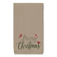 Brown Merry Christmas Cardinal Tea Towel Set