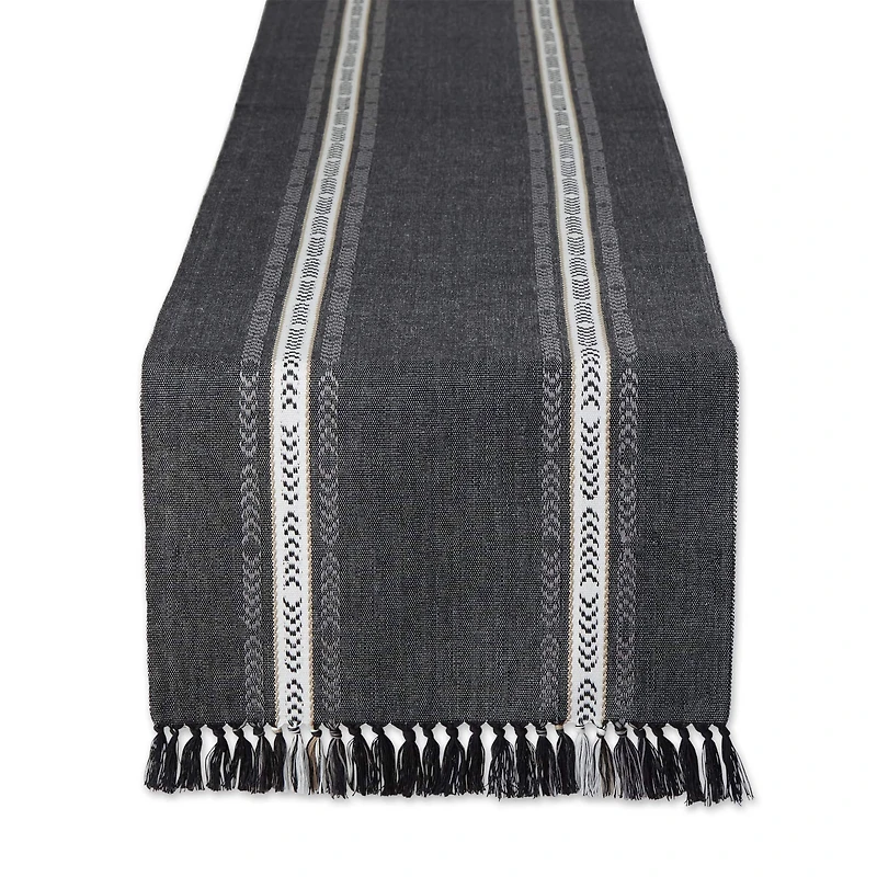 DII® 72" Dobby Striped Fringe Ribbed Table Runner