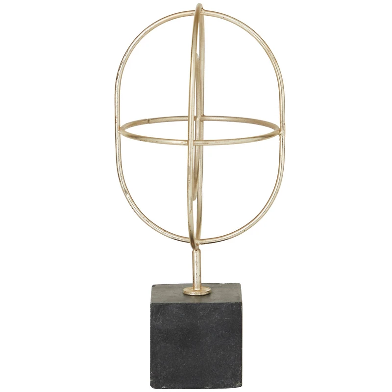 CosmoLiving by Cosmopolitan Gold Marble Contemporary Sculpture, 13" x 6" x 6"