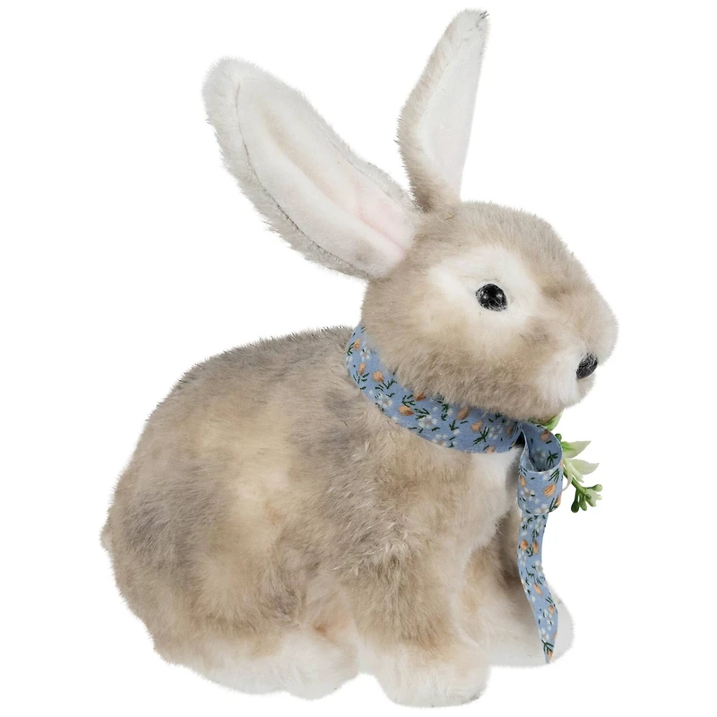 8" Plush Rabbit with Floral Bow Easter Figurine