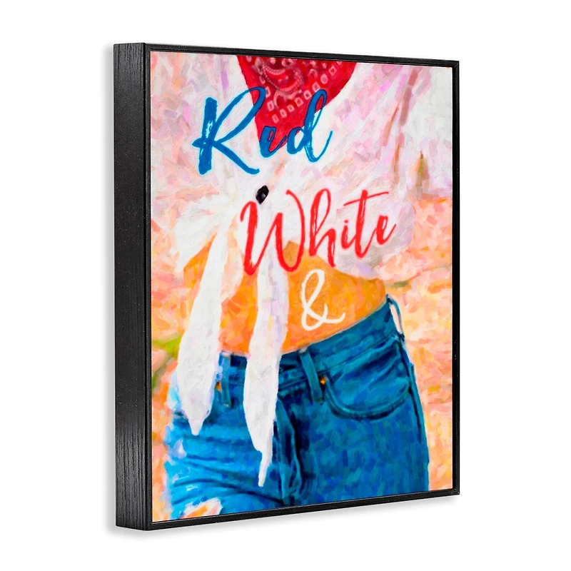 Stupell Industries Red White & Blue Patriotic American Celebration Framed Giclee Art