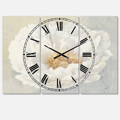 Designart 'White Serene Peony Traditional Multipanel Wall Clock