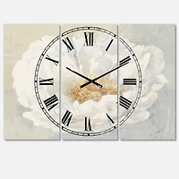 Designart 'White Serene Peony Traditional Multipanel Wall Clock