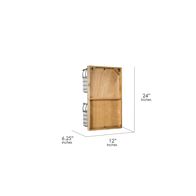 24" Two-Pocket Rustic Metal Wired Wall Basket & Wall Organizer
