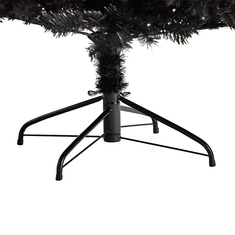 7ft. Pre-Lit Black Artificial Christmas Tree, Clear LED Lights