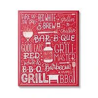 Stupell Industries Fire Up Grill Summer BBQ Phrases Red White,24 x 30